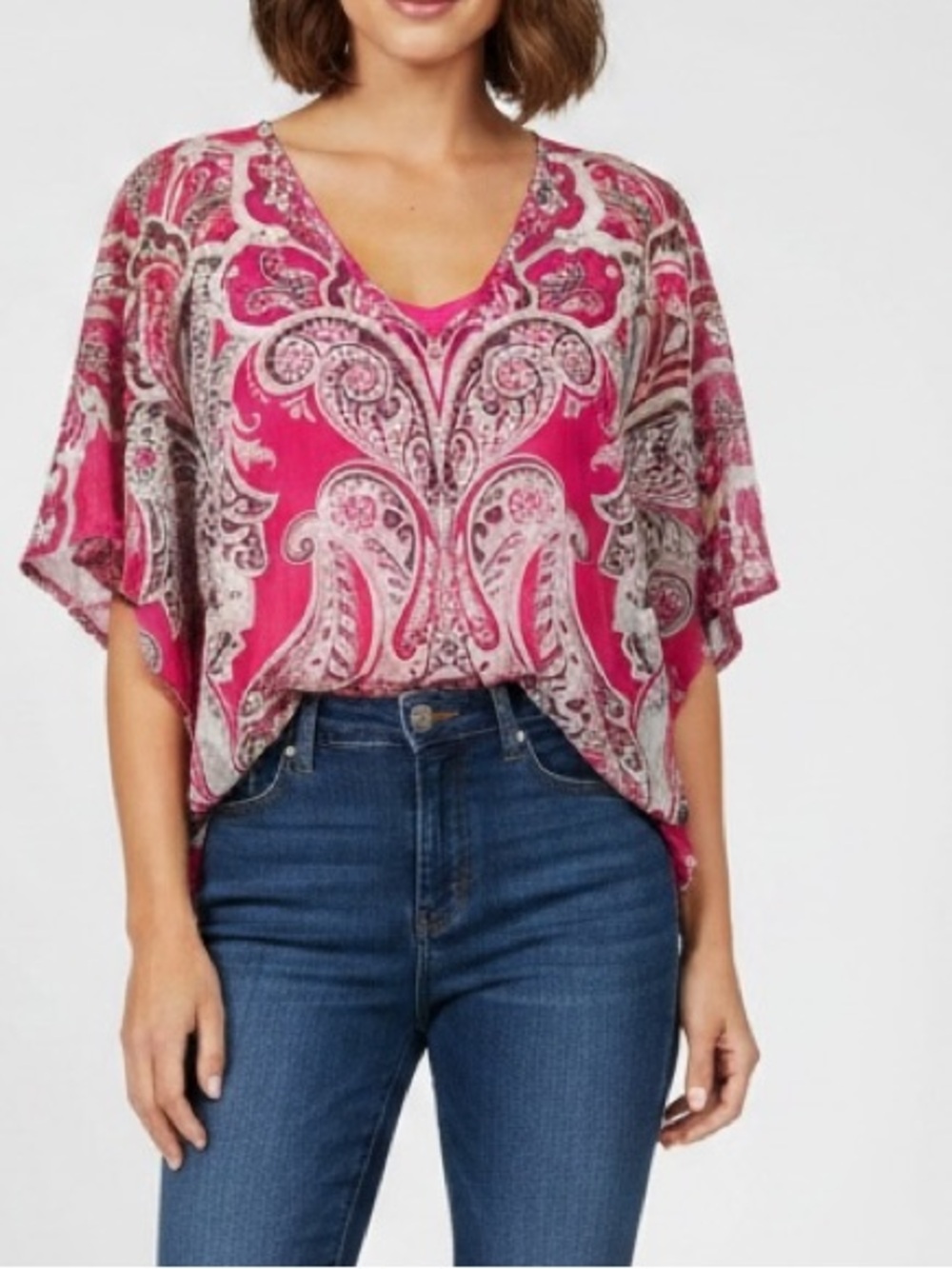 I.N.C | LIKE NEW Paisley pink sheer loose boho blouse and camisole size large